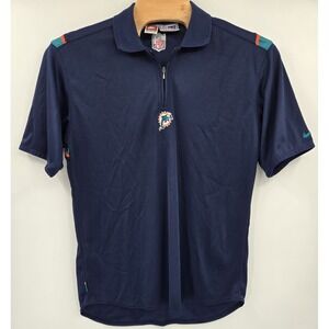 Miami Dolphins Nike Proline Shirt Men XL 1/4 Zip Polo 100% Polyester NFL Vintage